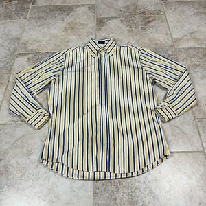 Paul & Shark Men's 40 Striped Shirt White‎ Blue Yellow Long Sleeve Made In Italy
